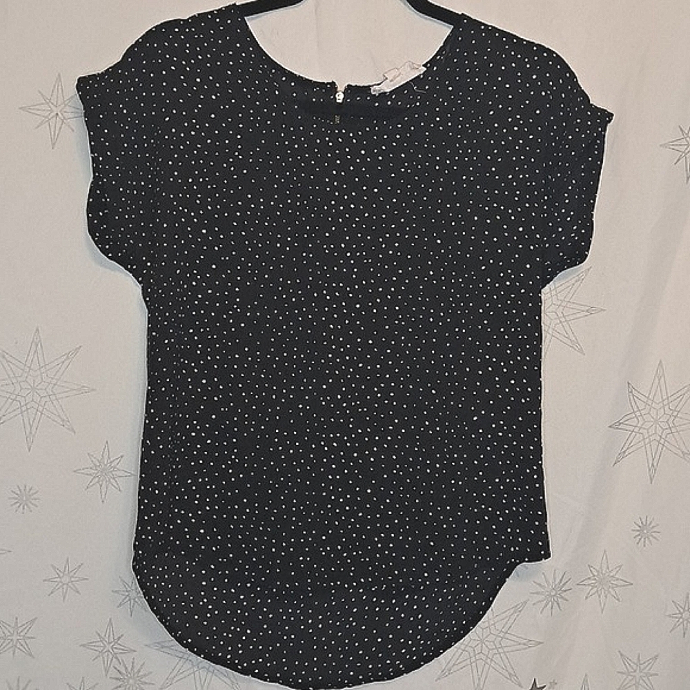 Hippie Rose Polka Dot Black Blouse Size S